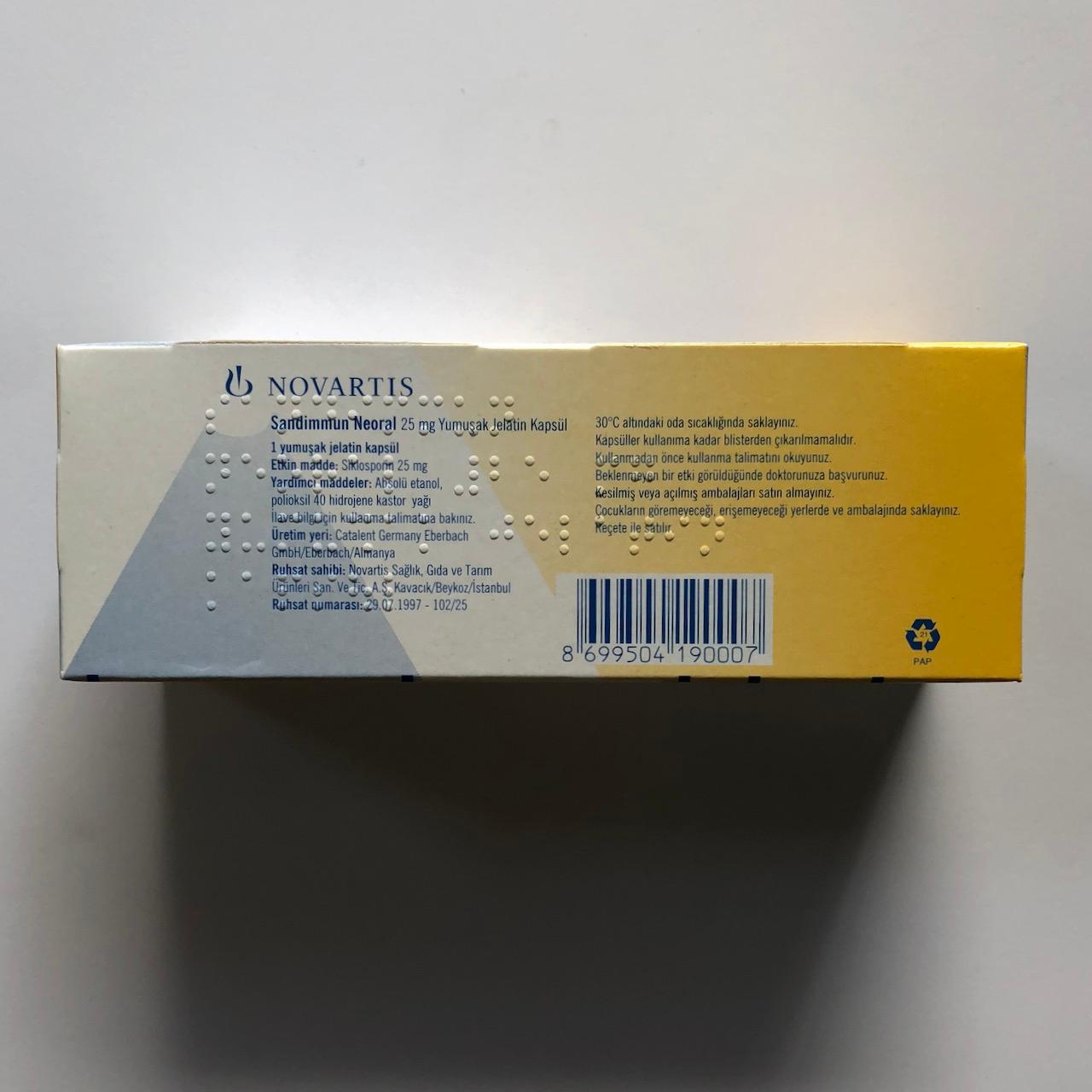 Sandimmun Neoral 25mg Novartis