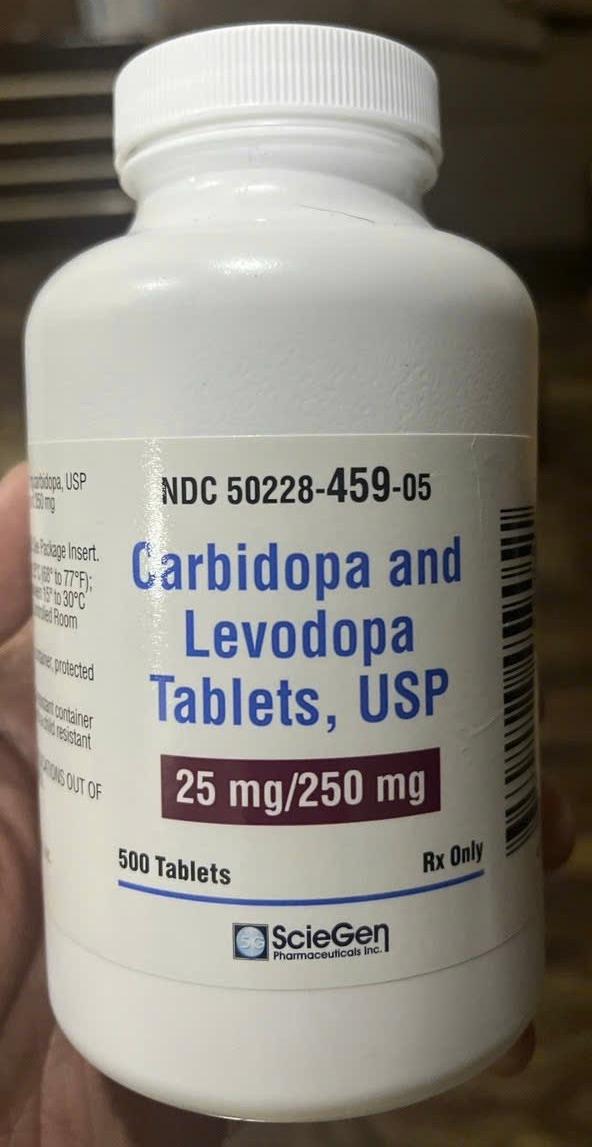 Carbidopa and Levodopa 25mg/250mg Sciegen 500 Tablets