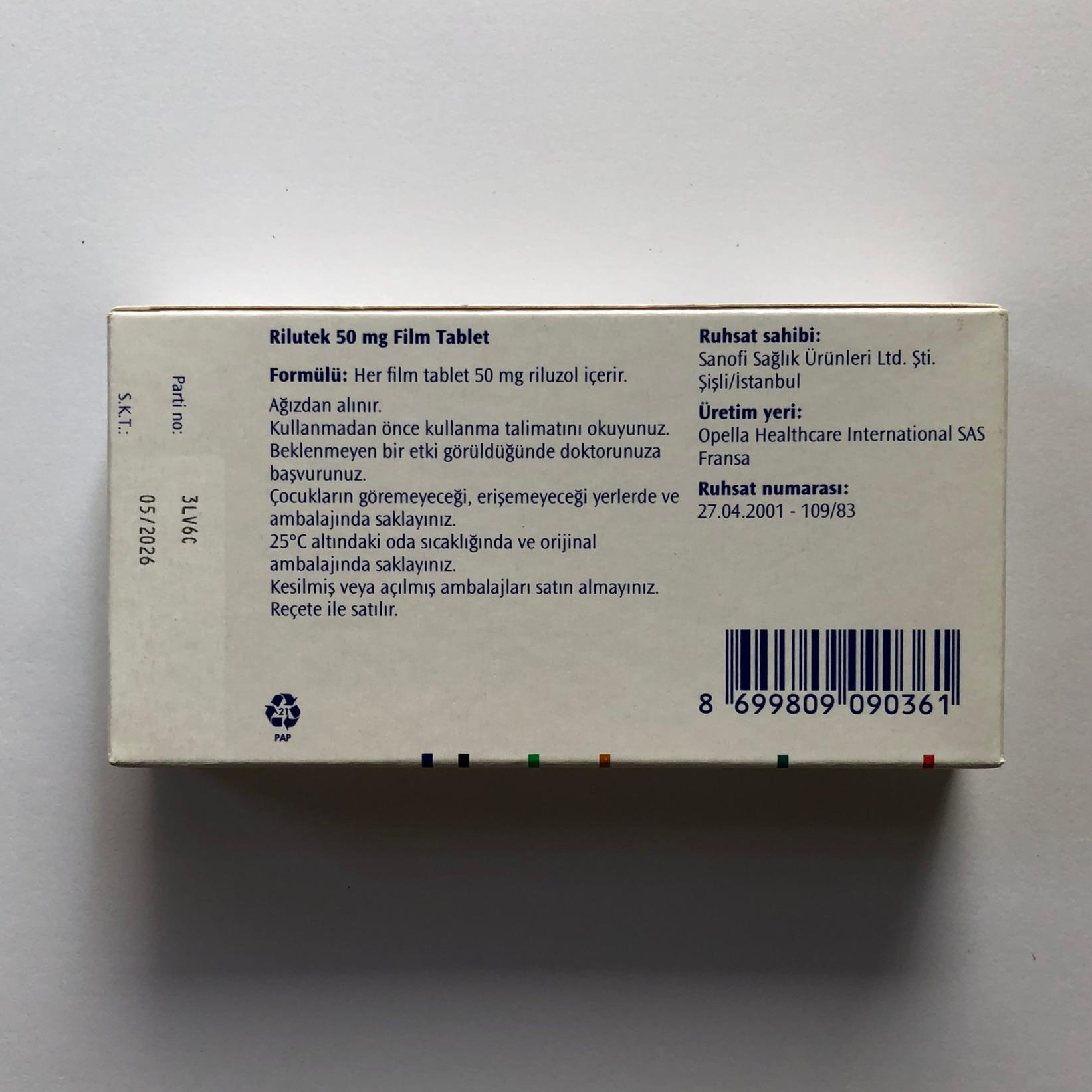 RILUTEK 50mg Sanofi