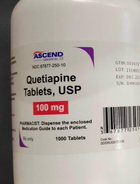 Quetiapine 100mg Ascend