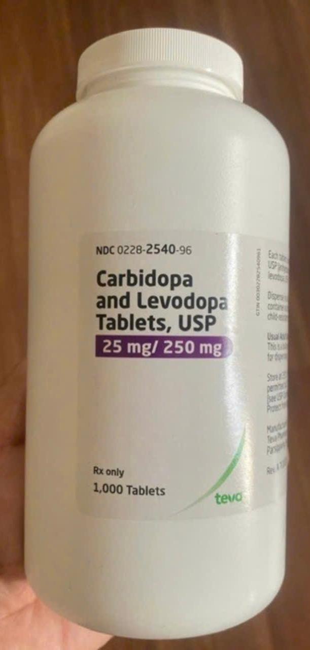 Carbidopa and Levodopa 25mg/250mg Teva 1000 Tablets