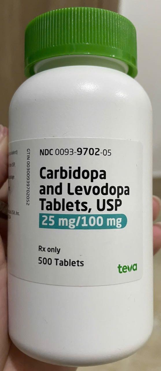 Carbidopa and Levodopa 25mg/100mg Teva 500 Tablets
